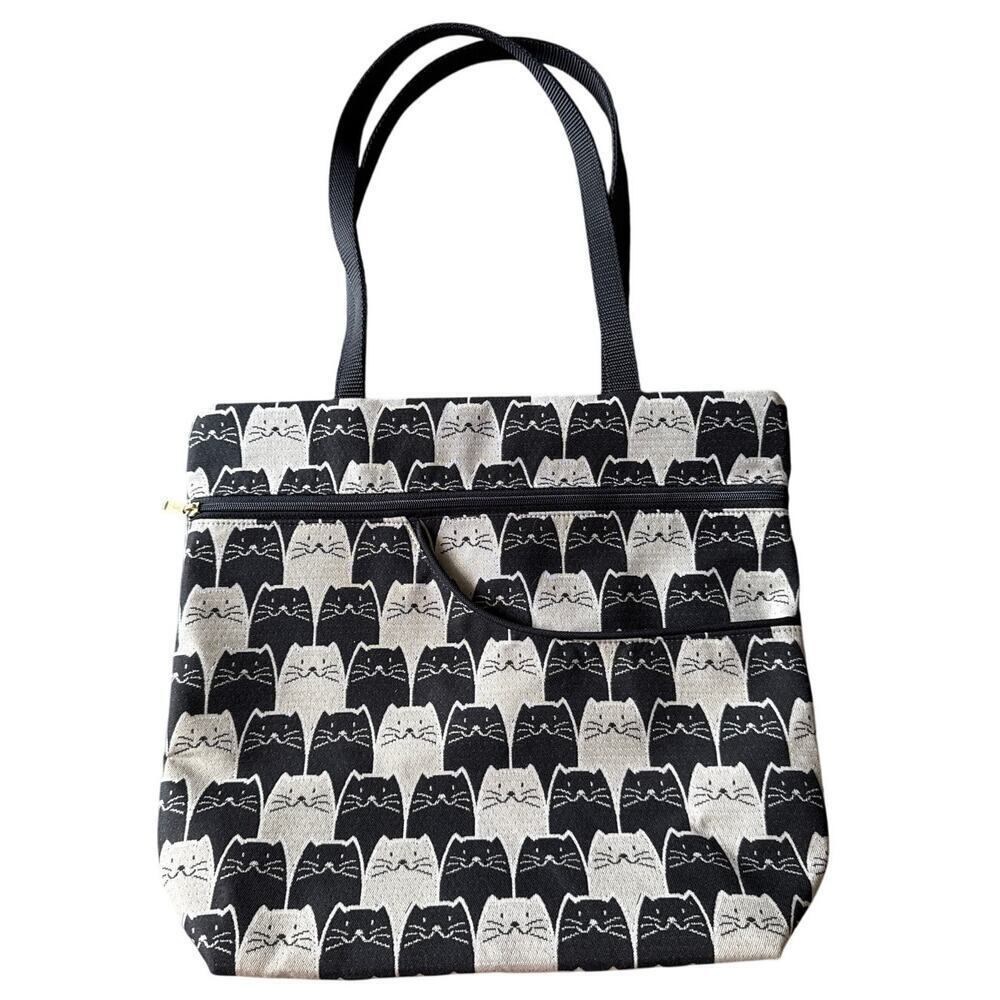 Danny K Isabella Tote‎ Cat Themed Tapestry Shoulder Bag Zip Closure USA NEW